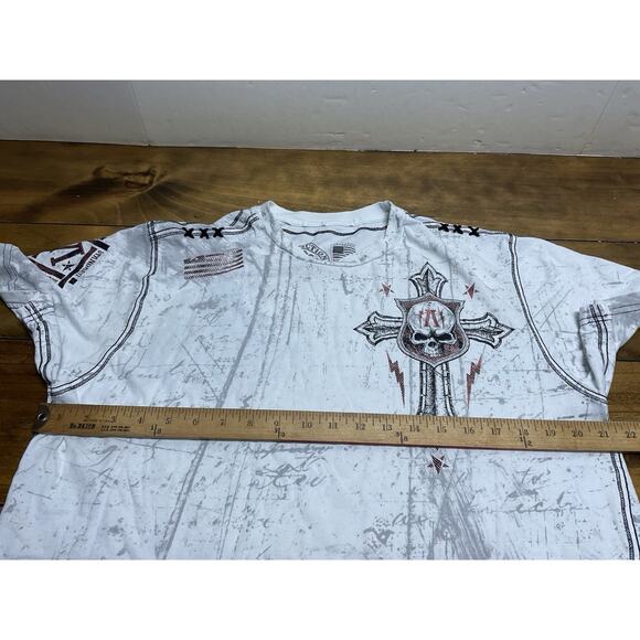 AFFLICTION Y2K Shirt Men’s White Size 2XL Distressed Cross Grunge Punk - Picture 6 of 8